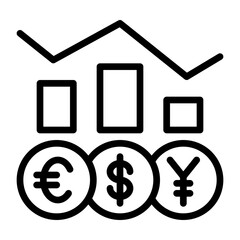 Financial Growth Chart With Currency Coins Overhead