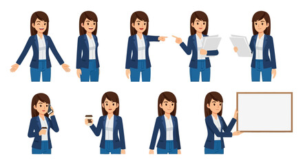 Flat vector illustration of young business woman character