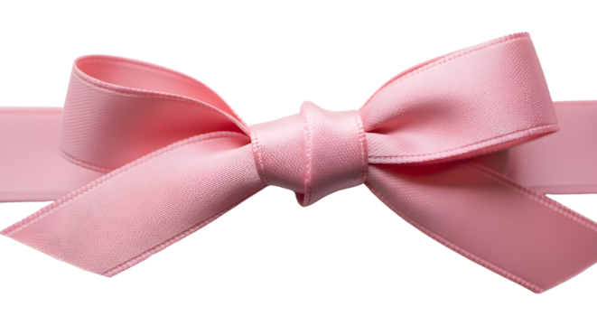 Luxurious light pink satin ribbon bow decoration for gift wrapping and celebration marketing. isolated PNG with Transparent Background - Powered by Adobe