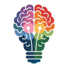 colorful abstract vector of light bulb shaped as human brain symbolizing creativity and innovation ideas