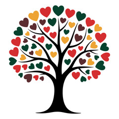 colorful vector illustration of a tree with heart shaped leaves symbolizing love family and growth