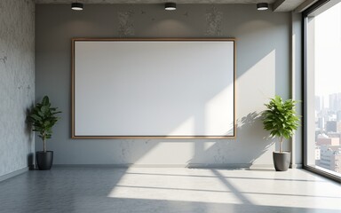 Modern office interior with empty concrete wall. High quality