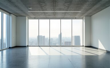 Undecorated interior space of office building. High quality
