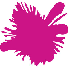 Vibrant magenta pink abstract paint splash explosion shape with sharp edges and fine details isolated on white background with transparent background