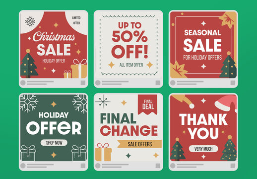 Christmas Sale Template Holiday Offer And Discount Banner Festive Design