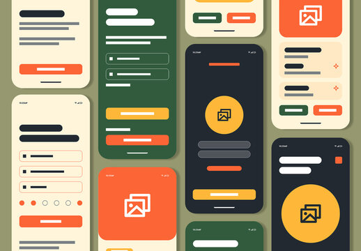 Colorful Mobile App Wireframe UI Template