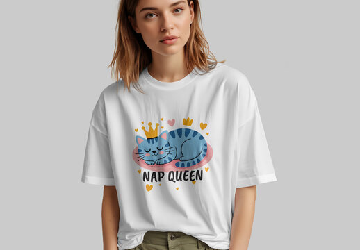 Cute Cartoon Cat Tshirt Design