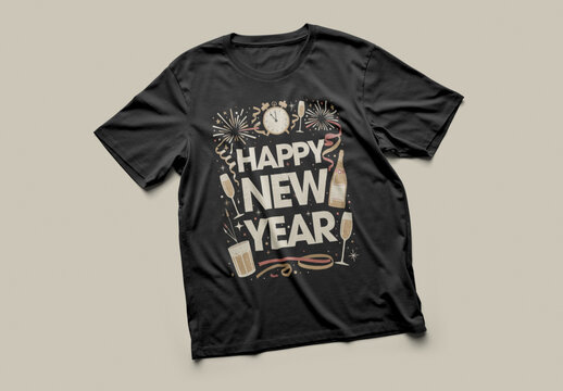 Happy New Year T Shirt Design Template