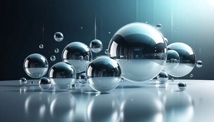 Spherical Reflections: Metallic Orbs on a Polished Surface