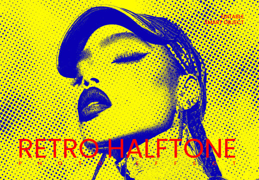 Retro Halftone Photo Effect Mockup