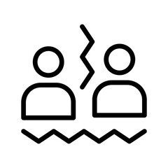 Conflict icon set featuring disagreement, dispute, tension, argument, and problem-solving symbols in a clean modern line graphic style