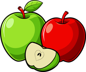 Apple Vector Illustration | Fresh Fruit Clipart | Red Apple Icon Design