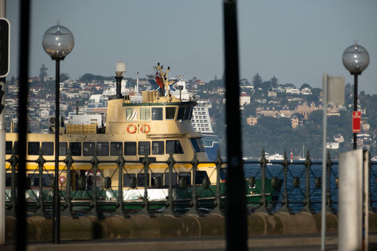 Ferry with waterfront background