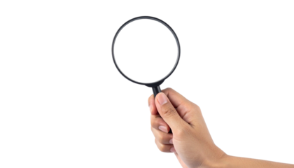 Holding a Magnifying Glass Isolated on Transparent Background
