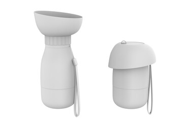 Eco-Friendly Fold Portable Outdoor Dog Water Bottle 2 in 1 Silicone Travel Bowls Pet Water Bottle for Dogs. 3d illustration