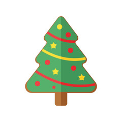 Flat design decorated christmas tree festive holiday celebration vector illustration isolated on white background