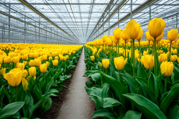 Cultivated 'Strong Gold' tulips