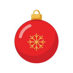 Vibrant red christmas ornament with snowflake icon festive holiday decoration isolated on white background