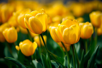 Cultivated 'Strong Gold' tulips