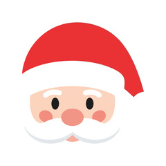 Cute santa claus face christmas holiday character festive illustration season isolated on white background