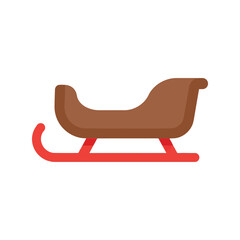 Brown sleigh with red runners festive holiday transportation icon vector isolated on white background