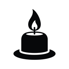 Stylized burning candle icon for religious memorials celebrations and ambiance decoration isolated on white background