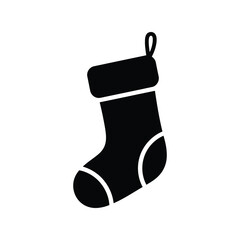 Simple black christmas stocking icon isolated vector graphic holiday decoration isolated on white background