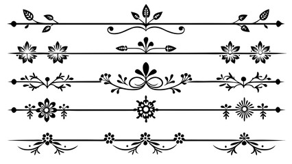 Obraz premium dividers and floral design elements Black silhouette vector Bundle