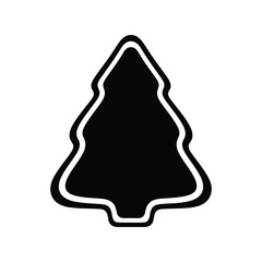 Christmas tree icon simple black silhouette festive holiday winter design element vector graphic isolated on white background