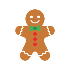 Festive gingerbread man cookie icon isolated vector holiday christmas celebration treat isolated on white background