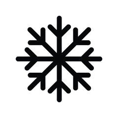 Black snowflake icon simple geometric cold weather winter element symbol isolated on white background