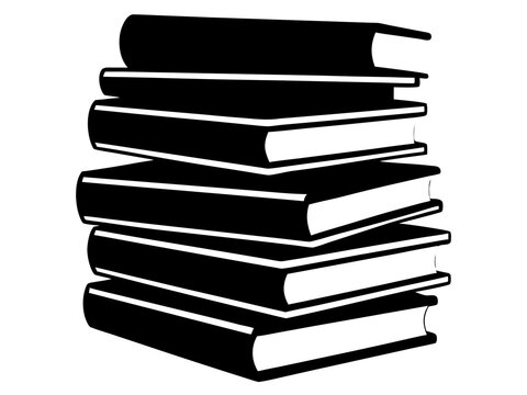 book stack simple black silhouette vector