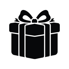 Elegant gift box icon with ribbon and bow simple festive present symbol celebration surprise isolated on white background