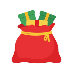 Christmas santa bag full money gift holiday season wealth fortune cash present fortune isolated on white background