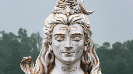 The statue of Lord Shiva in meditation posture, located on the Ganges River (Ganga River) in Rishikesh, Uttarakhand, India