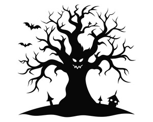 Haunted tree black silhouette vector iconr,tree  icon