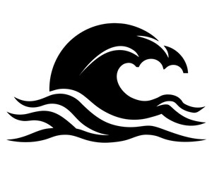Obraz premium ocean wave black silhouette vector icon