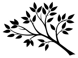 tree branch icon,tree branch with leaves black silhouette vector icon