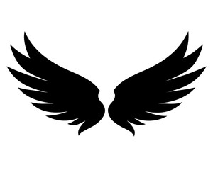 wings black silhouette vector,wings  icon