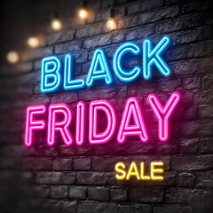 Obraz premium Vibrant Neon Black Friday Sale Sign