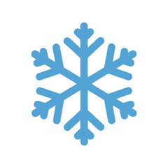 Cool blue snowflake icon frozen winter nature abstract geometric design element isolated on white background