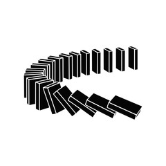 minimalist domino tiles in falling motion, silhouette design