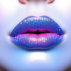 iridescent blue glitter lip gloss with pink and purple highlights and some very light emerald green highlights