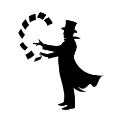 magician style card trick with flying cards