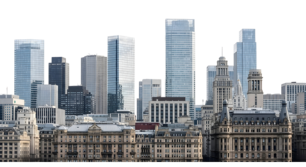 Modern City Skyline with Diverse Architecture.