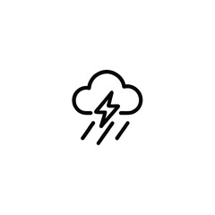 Thunderstorm With Rain Monoline Icon