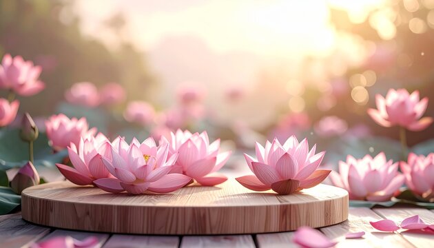 Lotus with Light Wood Pedestal