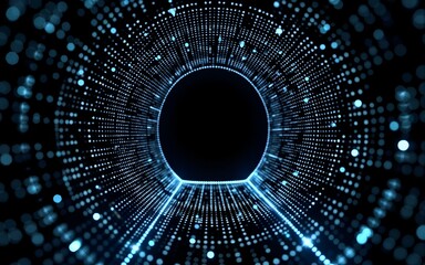 Black Hole Mesh Grid Abstract Tunnel Wireframe Illustration for Futuristic Space Travel Concept. High quality