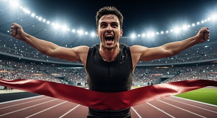 Winning moment of athlete at sports competition