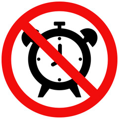 No Alarm clock sign, flat vector illustration design isolated